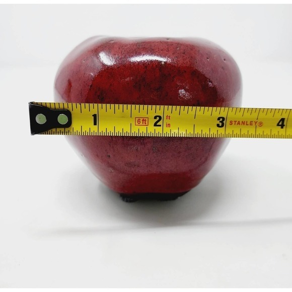 26. Vintage Apple Shape Pottery Ceramic Cottage Country Paperweight Decor - Picture 6 of 6